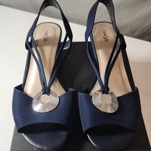 East 5th Blue and Silver Sandals with Slingback Strap